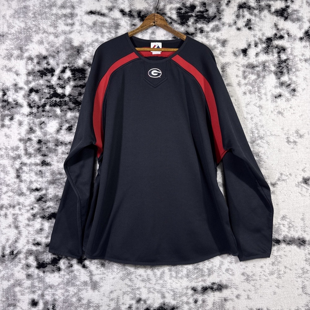 Majestic Georgia Bulldogs Pullover Jersey Mens Size L/XL Black Red Football NCAA
